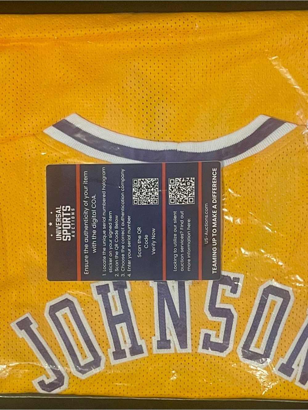 Authentic & Signed Magic Johnson yellow Lakers jersey